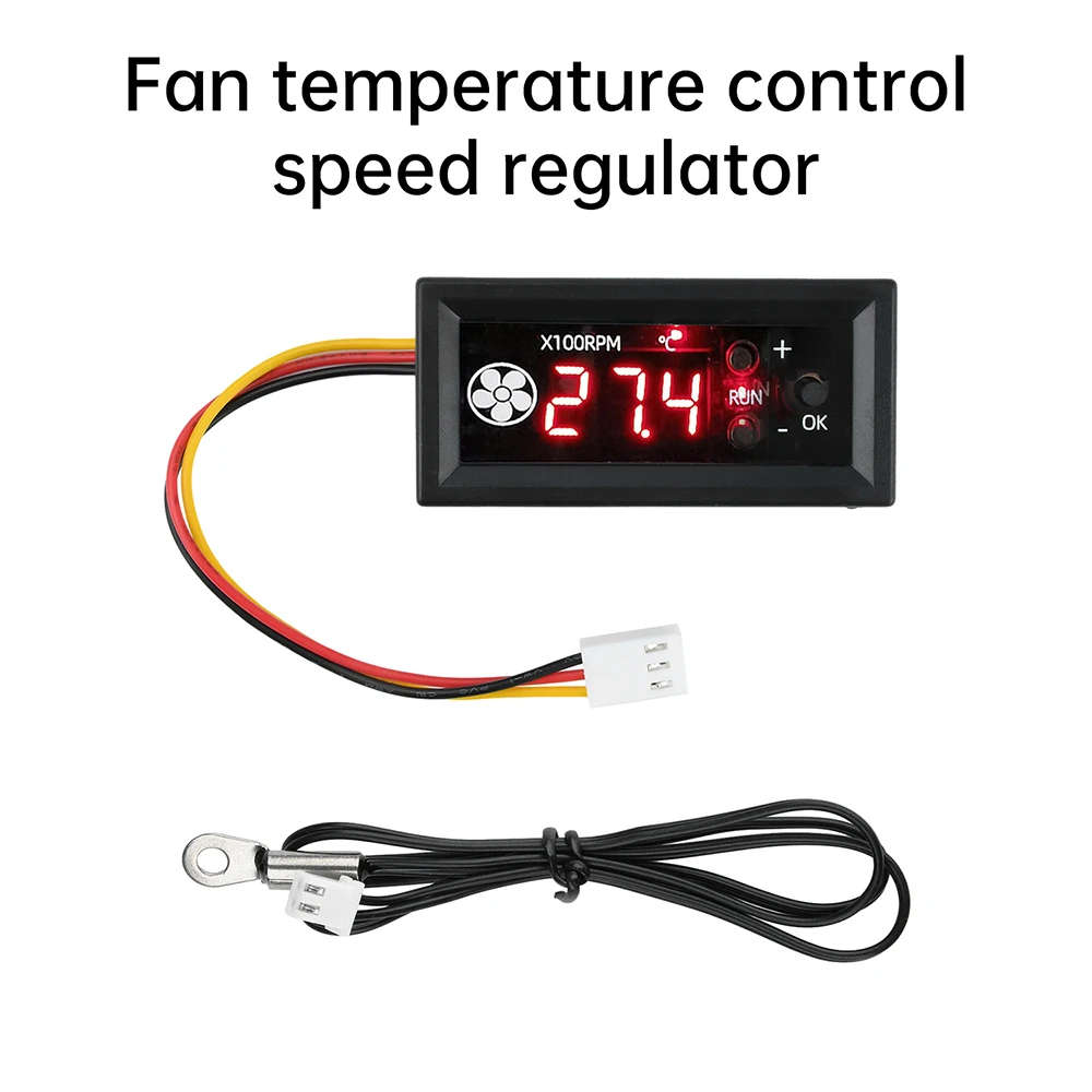 4 Wire PWM Fan Temperature Control Speed Controller Digital Display Temperature Speed Chassis Noise Reduction 12V 3A