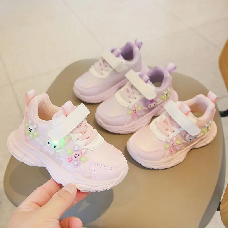 

Kuromi Anime Kawaii Sanrio Ins Light Sports Shoes Cute Cartoon Soft Soled Children Princess Casual Sneakers Gifts for Kids