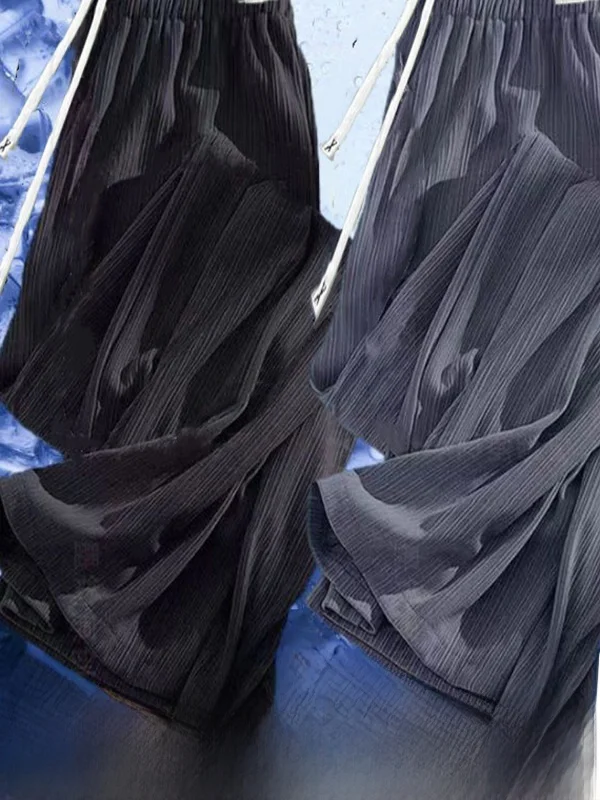 

Женские летние тонкие повседневные брюки из ледяного шелка с широкими штанинами, высокой талией, свободного кроя, прямые, длинные, с эффектом стройности