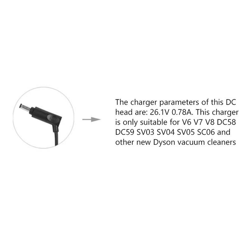 B98A Charging Adapter 26.1V for Dyson for V6 V7 V8 Vacuum, Power Supply Cord, UK Plug, Replacement for Dyson Cord-Free Stick