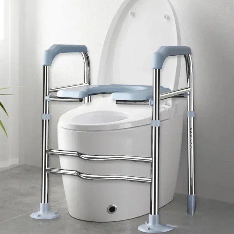 Toilet Booster Chair with Handrails Portable Elderly Toilet Seat Easy Clean Commode Senior Mobility Aid Bathroom Helper