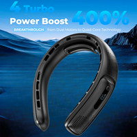 New Portable Neck Fan 4 Turbocharged Bladeless Neck Fans 4000mAh USB Rechargeable 360 ° Cooling Fan 3-speed LED Display Screen