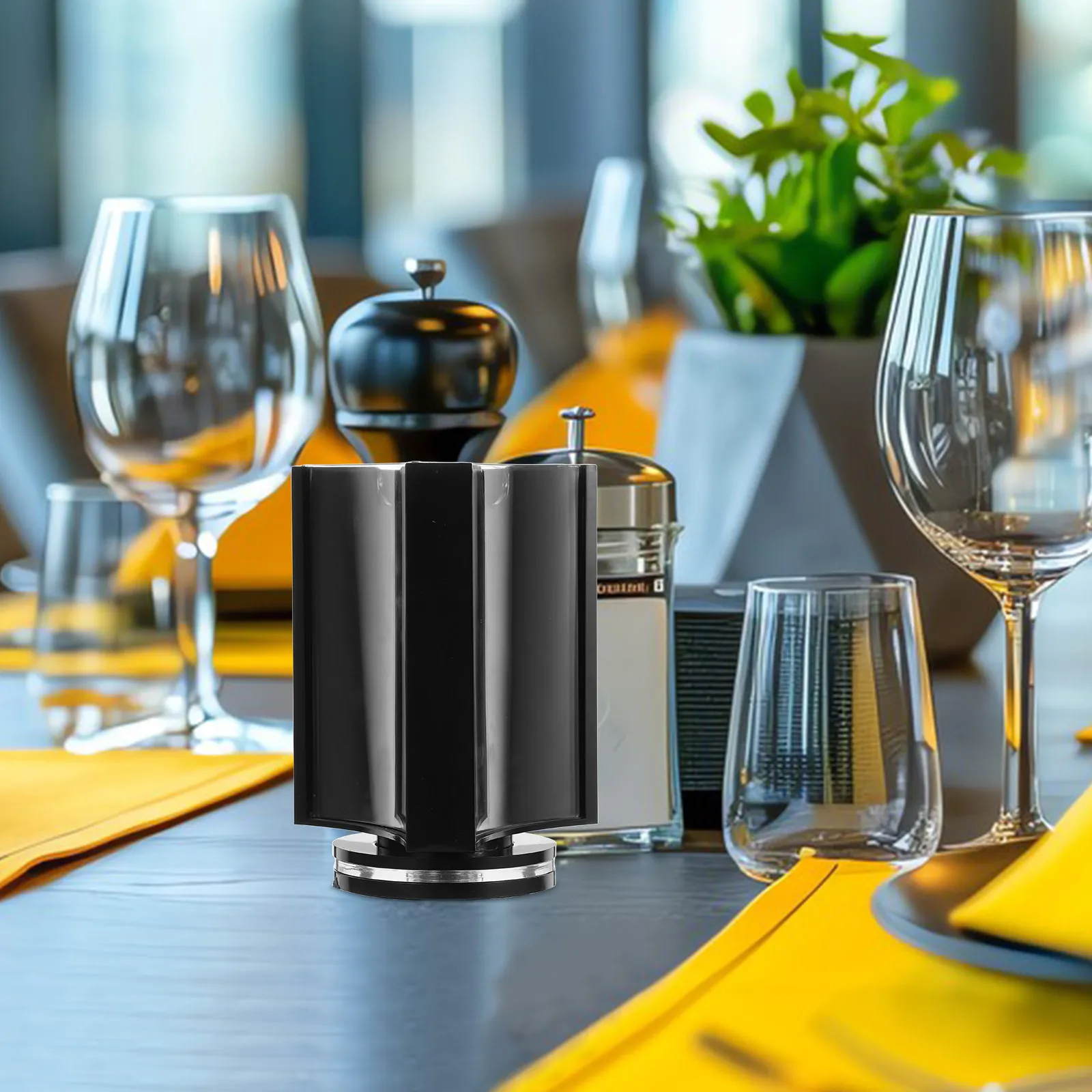 Rotating Table Menu Holder Acrylic Sign Stand Clear Three-Sided Menu Display Stable Rack for Restaurants Cafes Bars Hotel