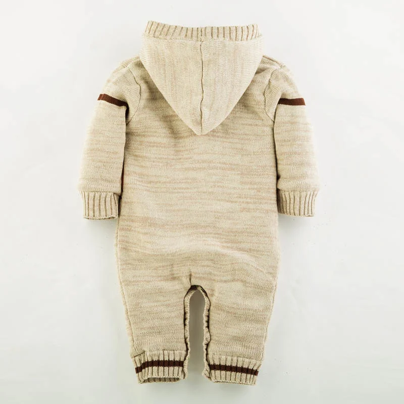 New Baby Warm Romper Winter Thicken Knitted Hooded Rompers Newborn Boys Girls Jumpsuit Xmas Deer Printed Outwear Infantil Bebes