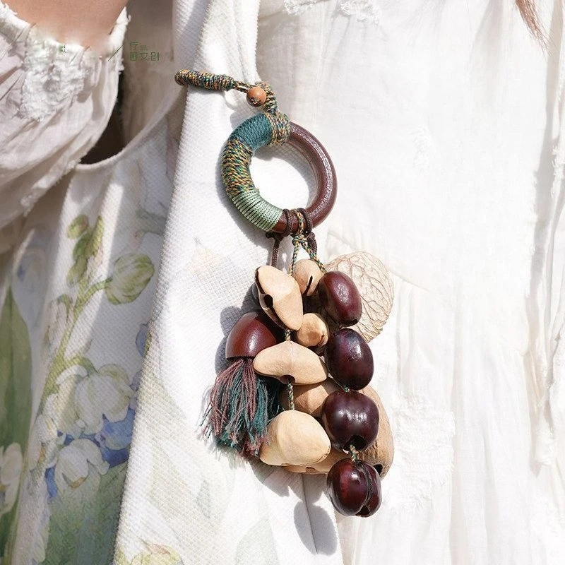 Nutshell Bell Meditation Handbell Wind Chime Bag Pendant Handmade Nut Shell Sound Healing Instrument Nursery Decoration