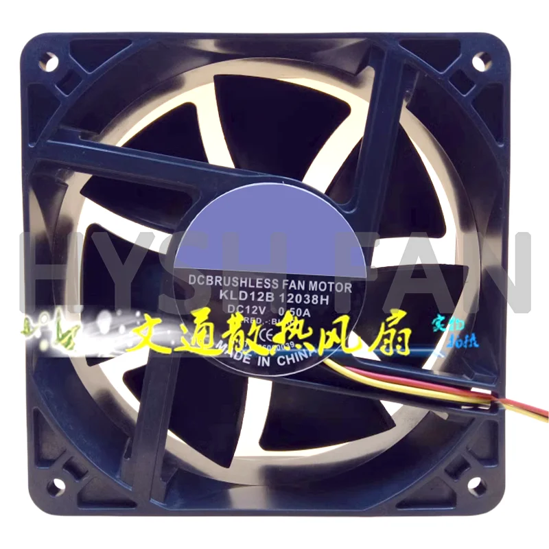 New KLD12B12038H DC12V 0.50A 3-line Large Air Volume Cooling Fan 12cm