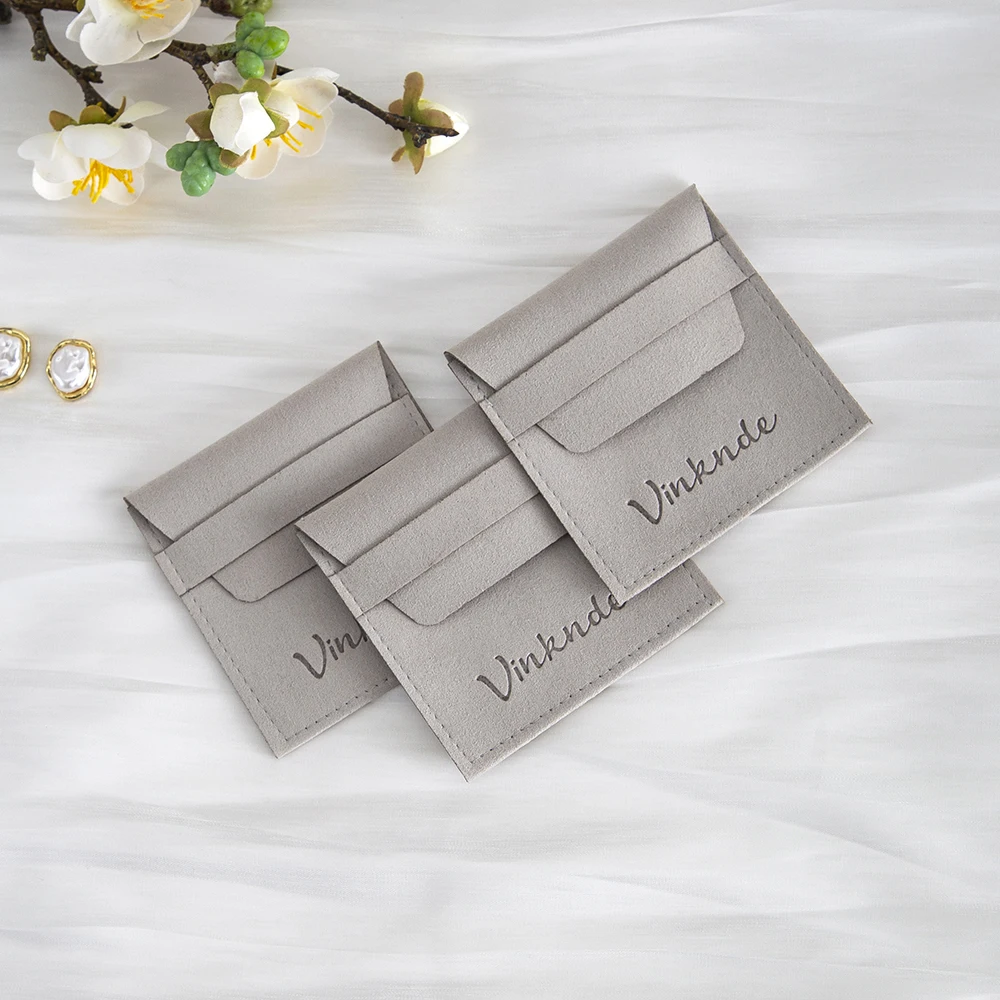 Microfiber Velvet Jewelry Packaging Bag Customized Pouch Necklace Earrings Ring Storage Small Wedding Favor Bags Gift with Logo