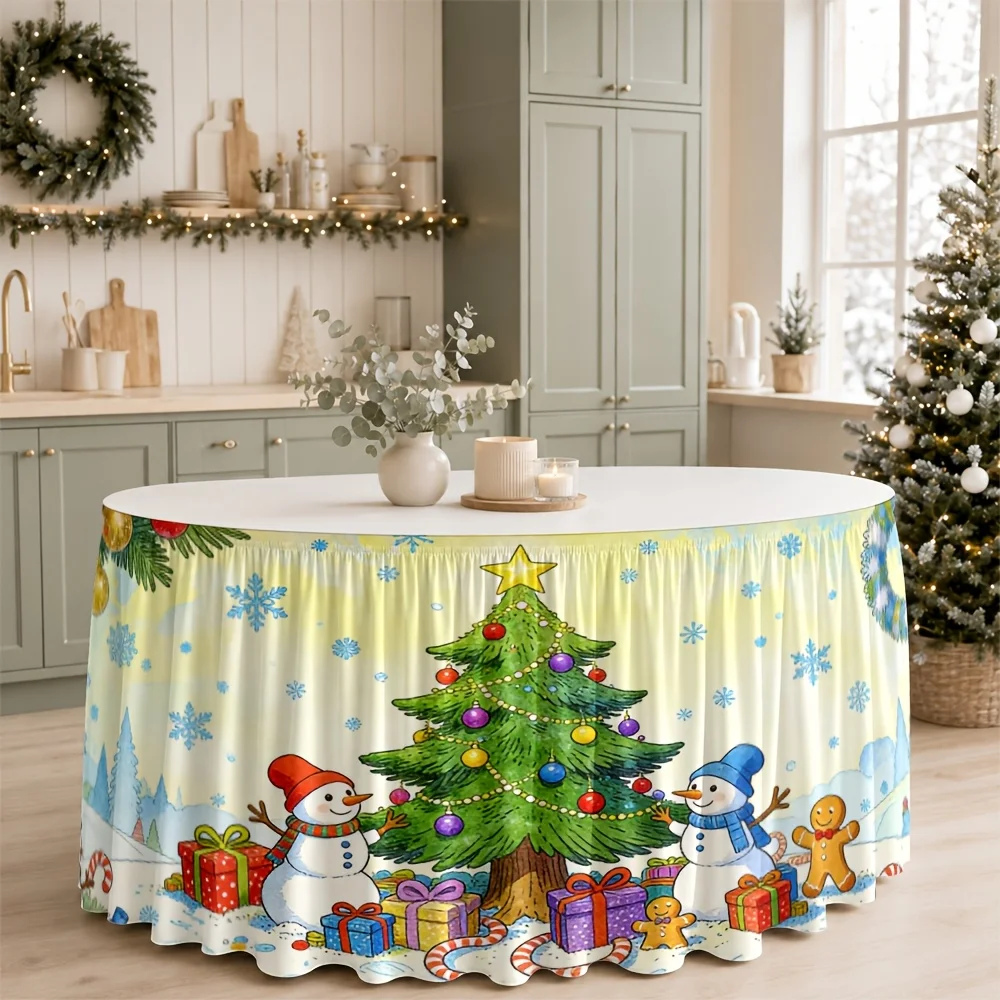One winter wonderland tablecloth with snowman and gingerbread man prints, suitable for Christmaszyc