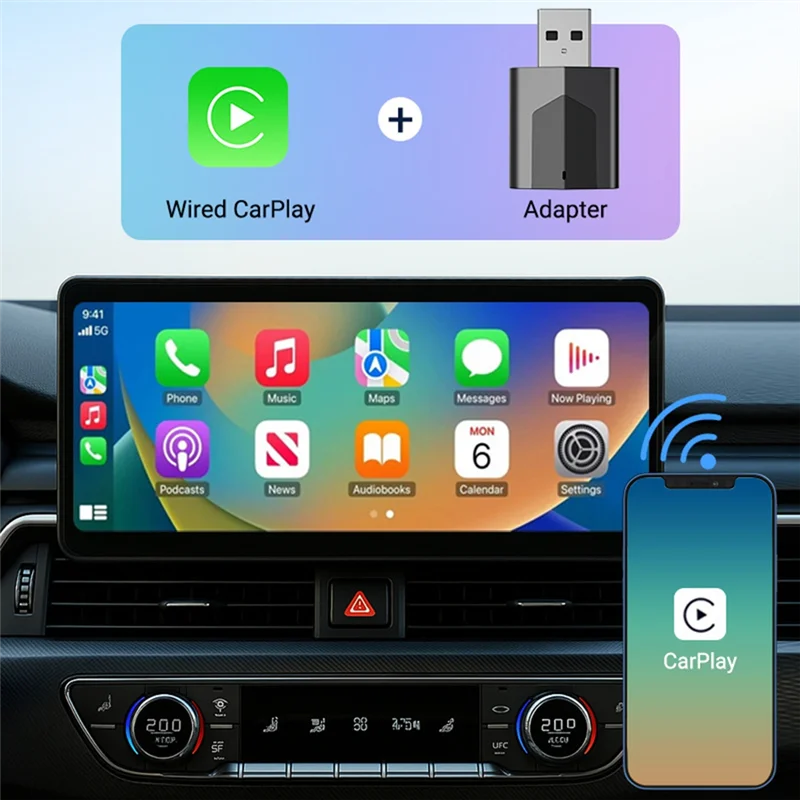 Adapter CarPlay bezprzewodowy B47C 2w1 Smart Mini Box dla Android Auto WIFI BT Auto Connect do Toyota Volvo Benz MAZDA FORD JEEP