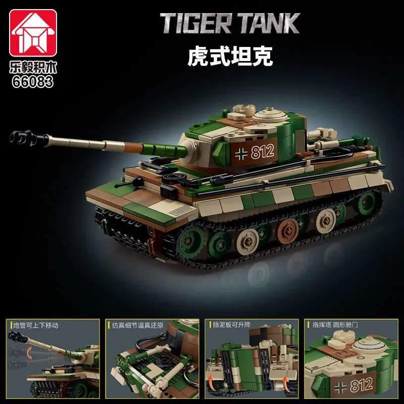 

Le Yi 66083 Tiger-style Tank Building Combat Vehicle Model Educational Assembly Toy for Boys as Birthday Gift