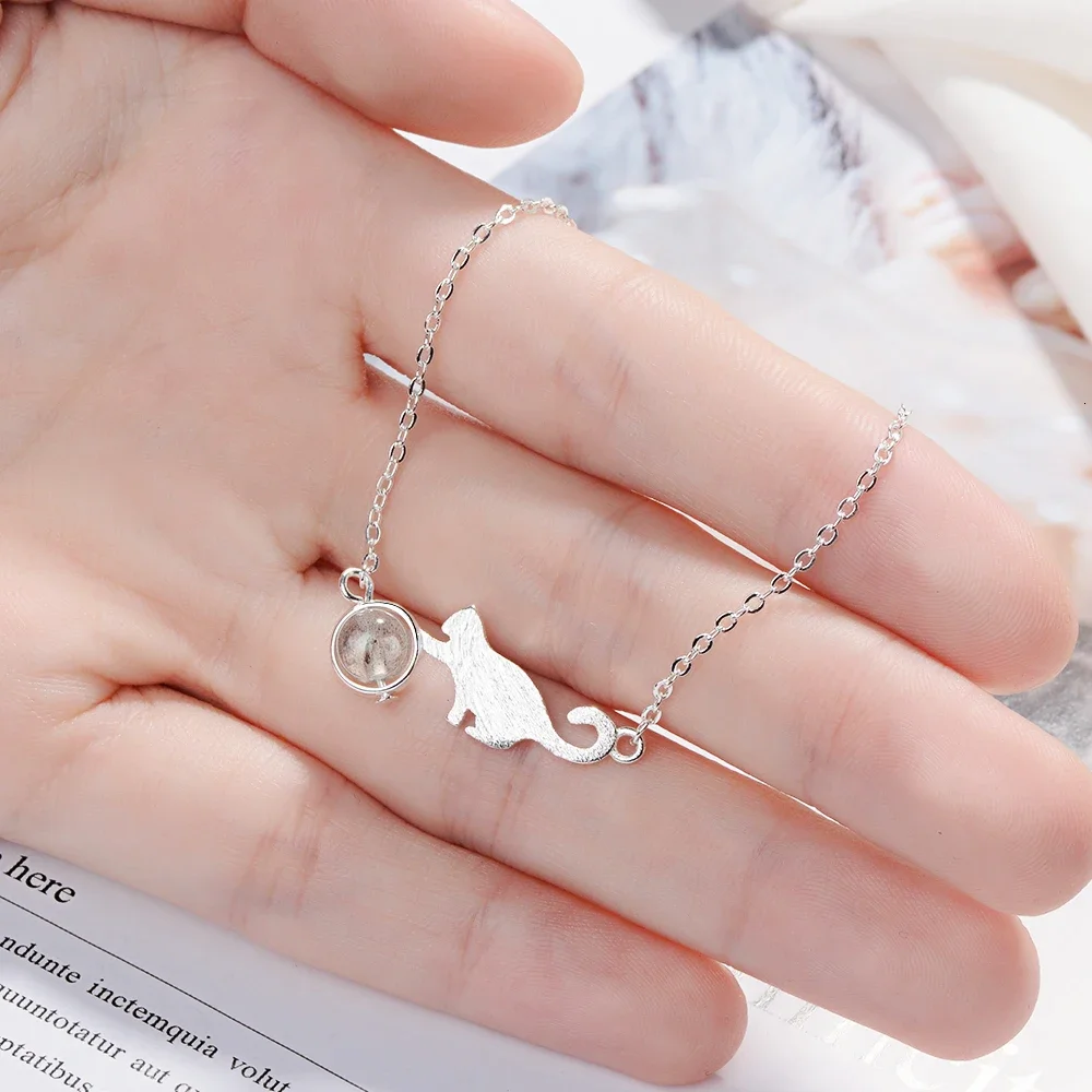 925 فضة الفراولة كريستال القط الحيوانات الأليفة سلاسل قلادة قلادة للنساء العلامة التجارية الفاخرة مجوهرات دروبشيبينغ هدية الزفاف #3