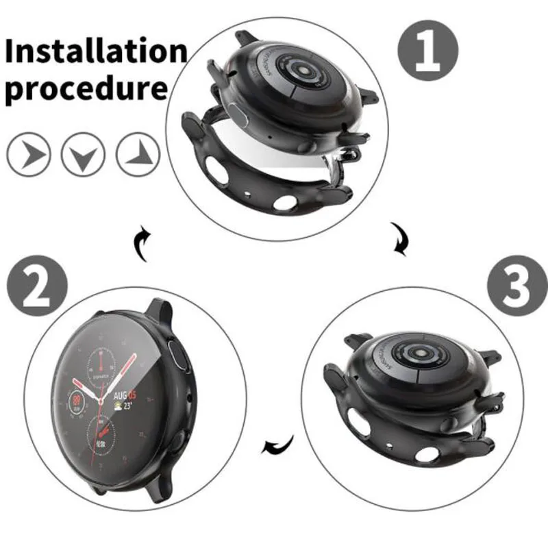 Silicone Soft Full Screen Glass Protector Case Shell Frame For Samsung galaxy watch active 2 40mm 44mm active2 Protective Cover