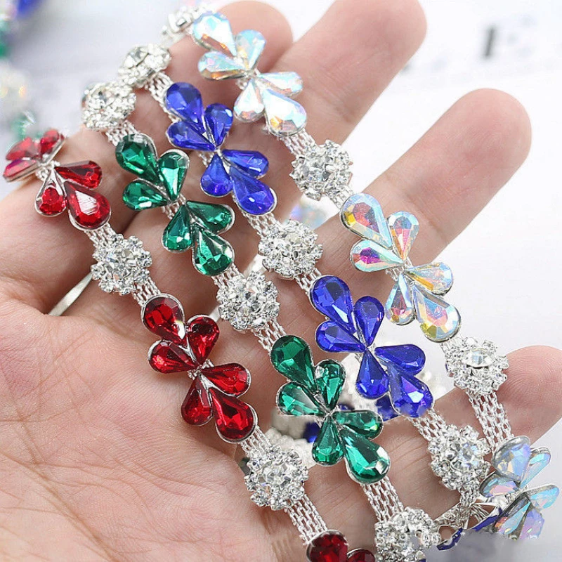 

Multi-color Marquise Rhinestone Claw Chain for DIY Apparel Jewelry Trimming Decor Accessories