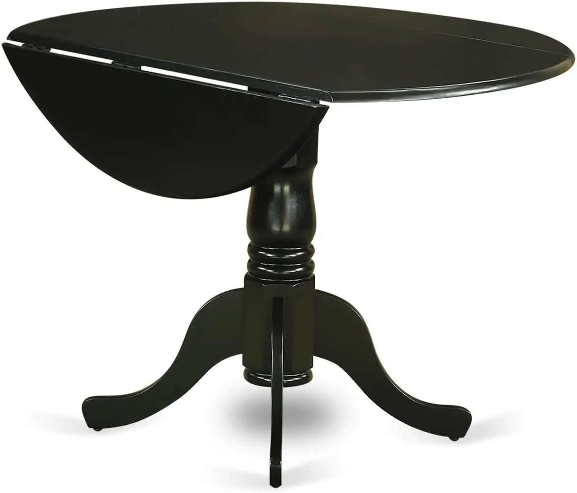 DLAB5-BLK-06 5 Piece Dinette Set for 4 Includes a Round Dining Room Table with  and 4  Linen