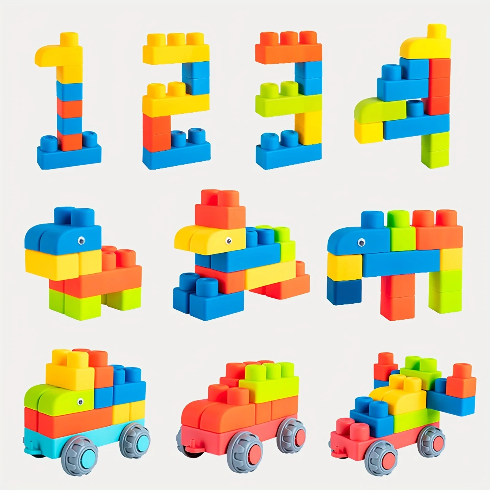 Newest Large Particles Can Chew Soft Rubber Building Blocks for Children\'s Early Education Puzzle DIY Assembling Blocks