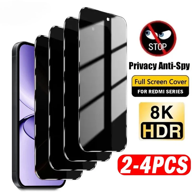 

2-4pcs Anti-spy Privacy Tempered Glass For Xiaomi Redmi Turbo 4 Pro 14C 14R 13X A3X A4 A5 For Redmi Note 14 13 Screen Protectors