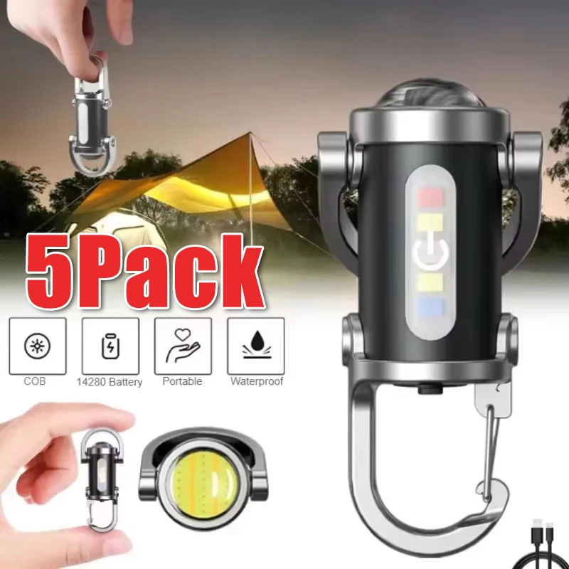 ミニ充電式キーホルダー懐中電灯-800lm-edc-cob-ワークライトトーチ超高輝度ミニポータブルランタン探検ハイキング用