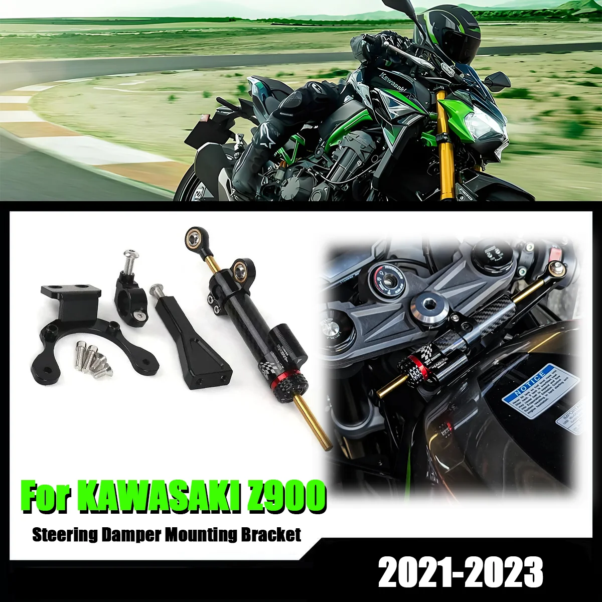 สําหรับKAWASAKI Z900 Z 900 2021 2022 2023 รถจักรยานยนต์StabilizerพวงมาลัยDamperยึดCNCหน้าอุปกรณ์เสริม