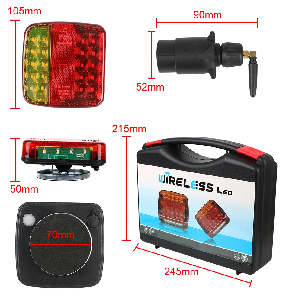Truck Tail Light Trailer Rear Taillight Signal Warning Brake Lamp Magnetic Wireless LED For Caravan RV Camper Lorry Truck