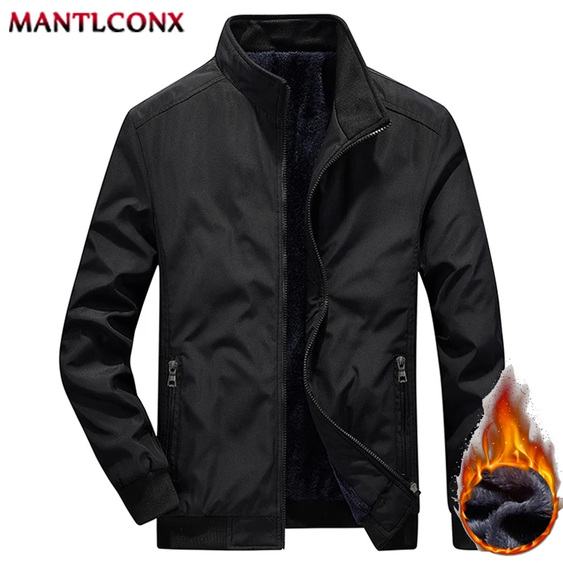 Warm Fleece Men's Winter Jacket Thicken Inner Parkas Man Outerwear Windproof Men's Winter Coat Fleece Lining Clothing Black 3XL