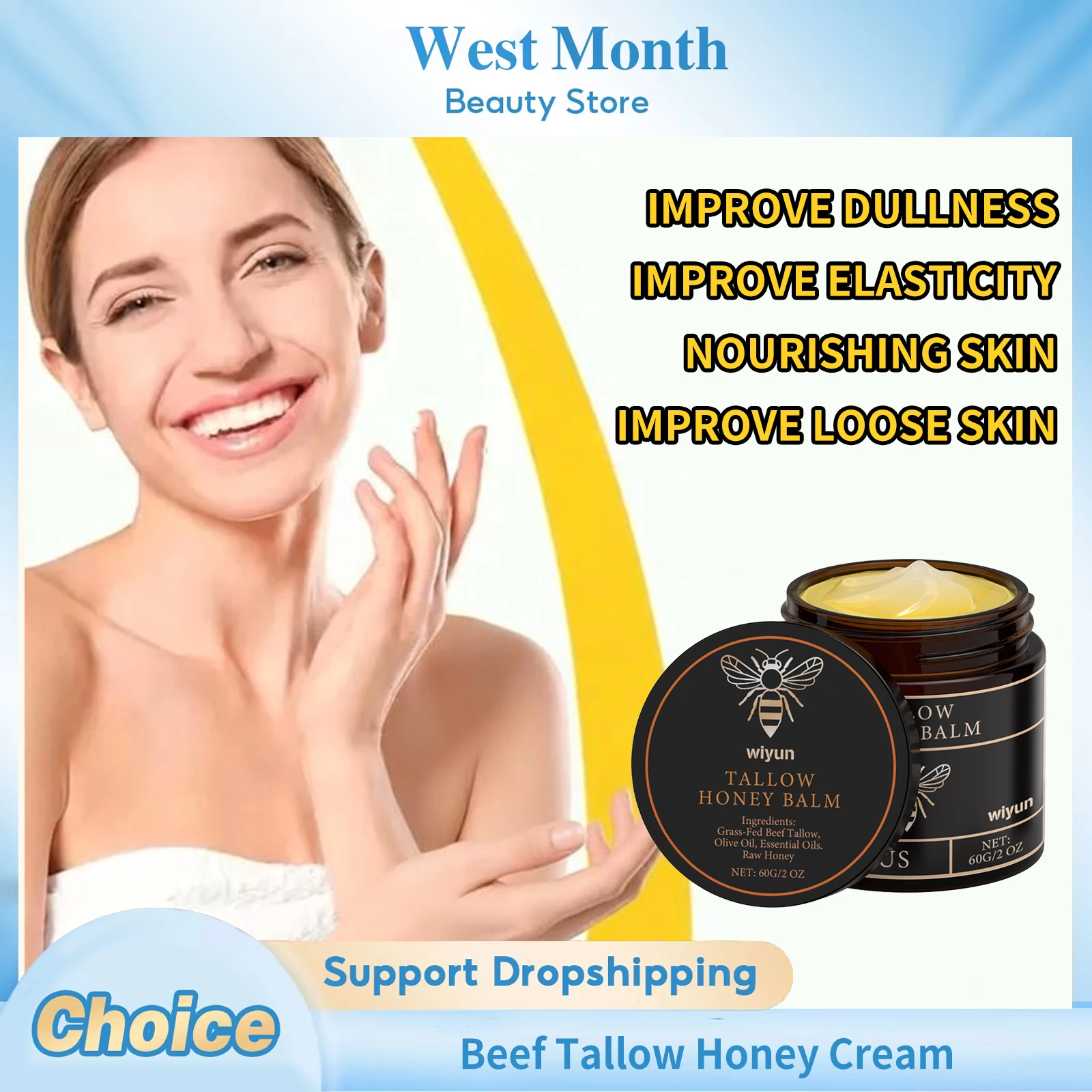 Rinderfett-Honig-Creme, die dunkle Flecken aufhellt, trockene Haut lindert, langanhaltend feuchtigkeitsspendend, beruhigend, Anti-Aging, straffend und aufhellend wirkt – eine Gesichtscreme.