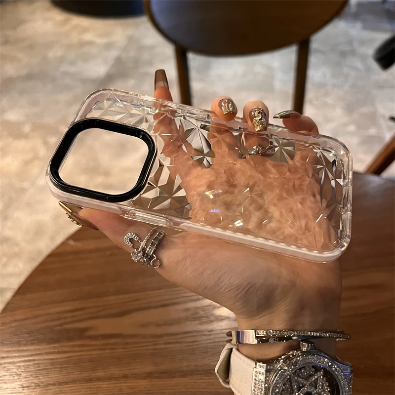 حافظة شفافة لامعة ماسية فاخرة لهاتف آيفون 17 Air 16 Pro Max 15 14 13 12 11 XS XR 7 8 Plus غطاء ممتص للصدمات ناعم #5