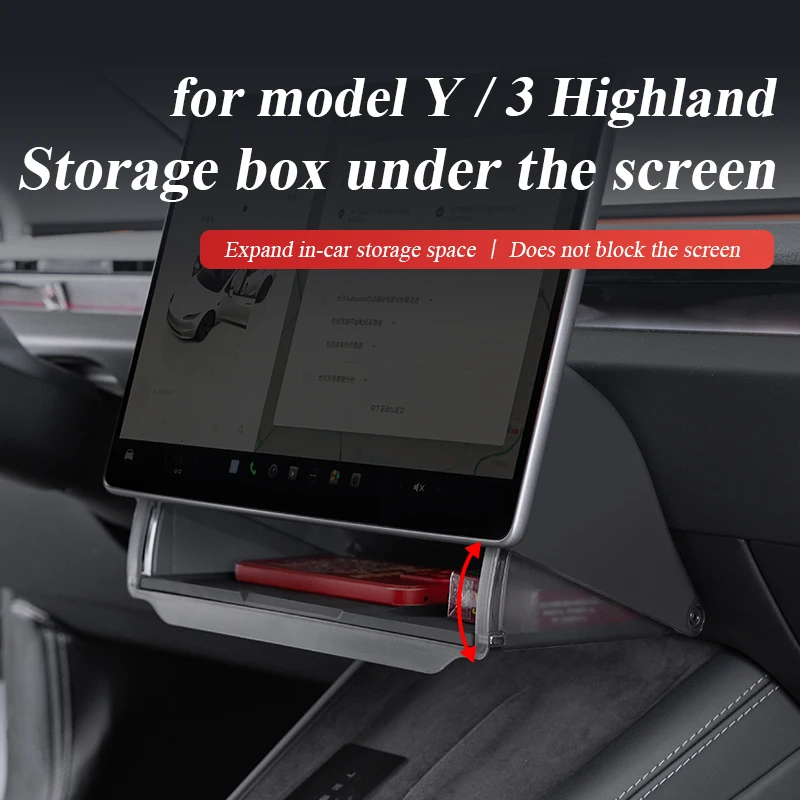 

for tesla model Y＆ 3 highland 2024 car storage box Hidden storage box under the screen plastic storage tray Accessories