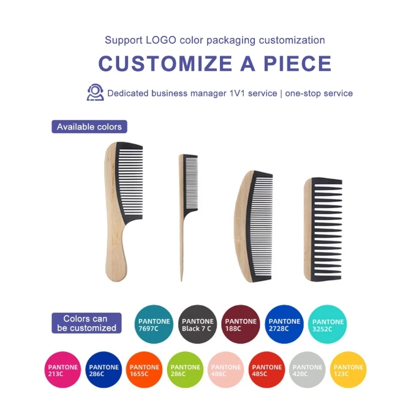 Bamboo Hair Comb Wide Tooth Brush Antistatic Hair Detangling Comb Styling Comb E1YF