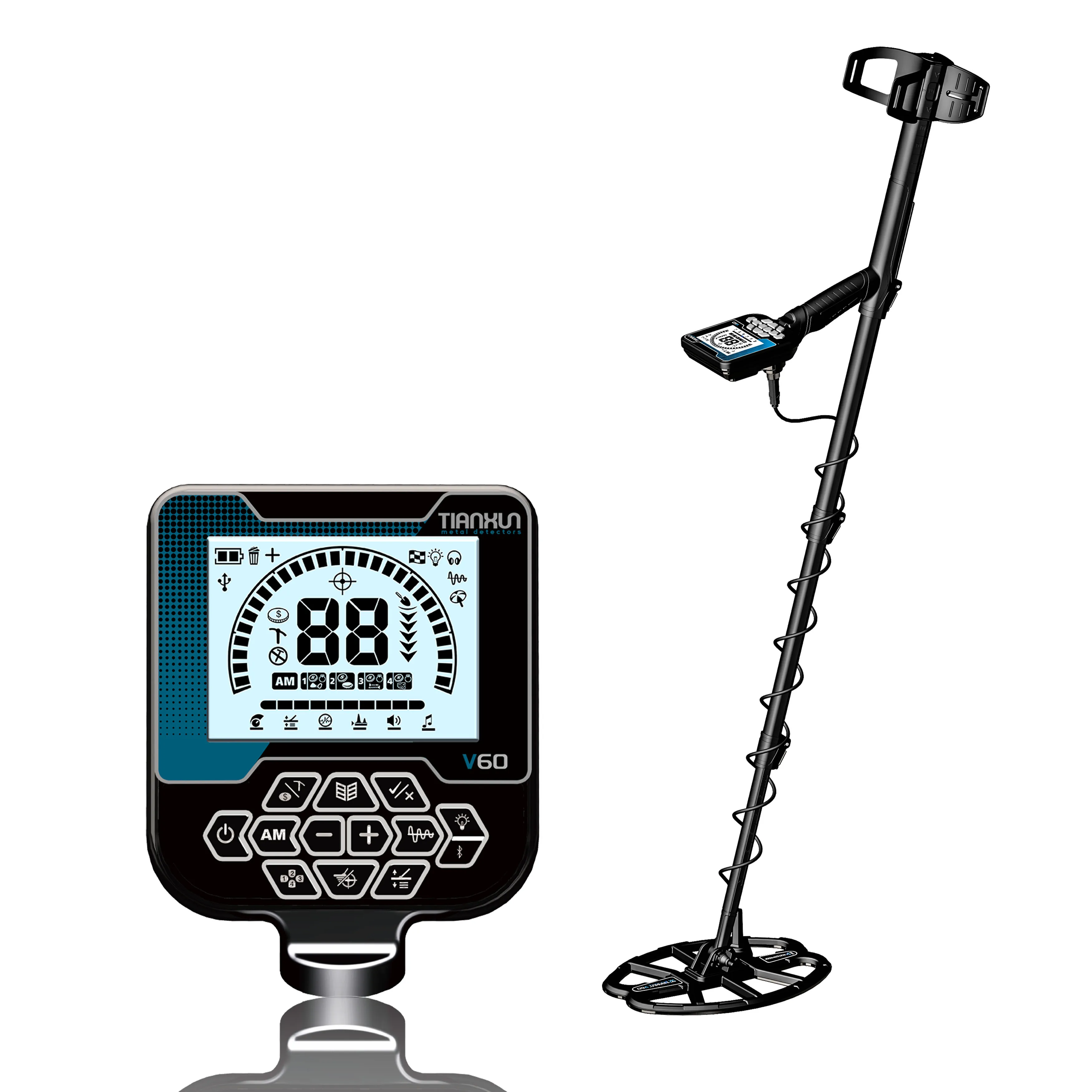 V60 Underground Metal Detector Portable Fixed Point Detection Tool Professional Treasure Hunting Metal Finder Outdoor Prospectin