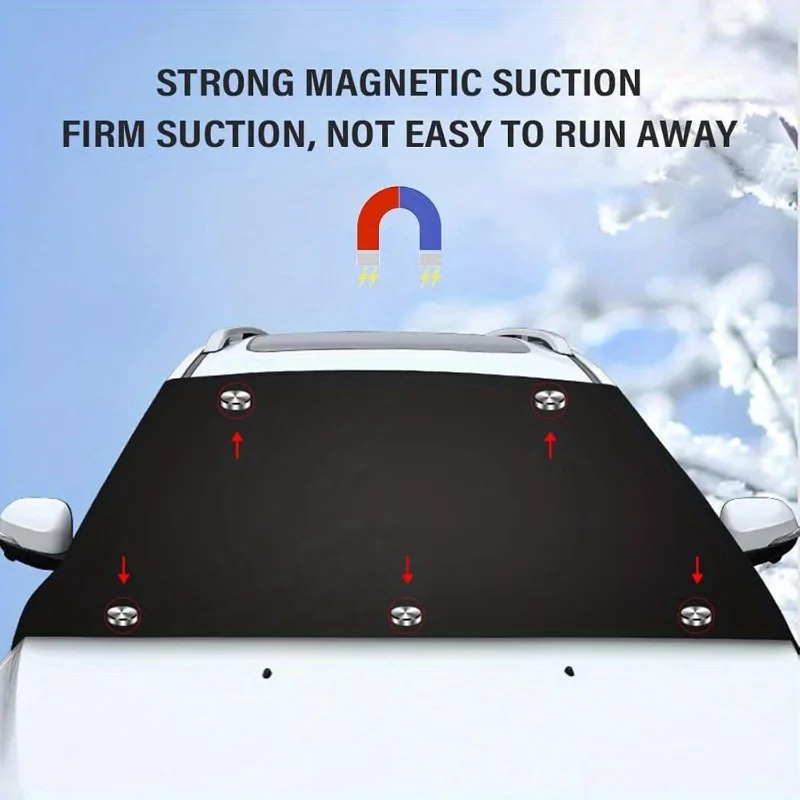 Upgraded Magnetic Car Windshield Snow Cover - Fit for Most Cars, SUVs & Trucks, All-Season Anti-Freeze Protection