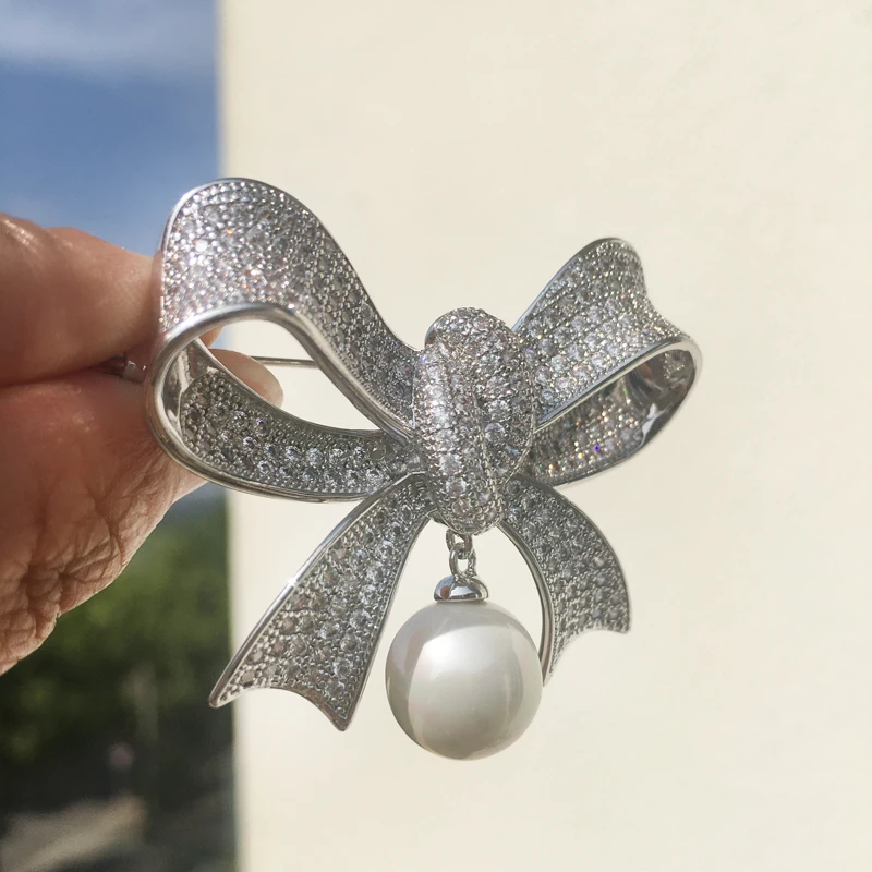 Mother Of Pearl Brooch Bowknot Style For Women Fashion Jewelry Suit Cute Romantic Female Gift Free Shipping