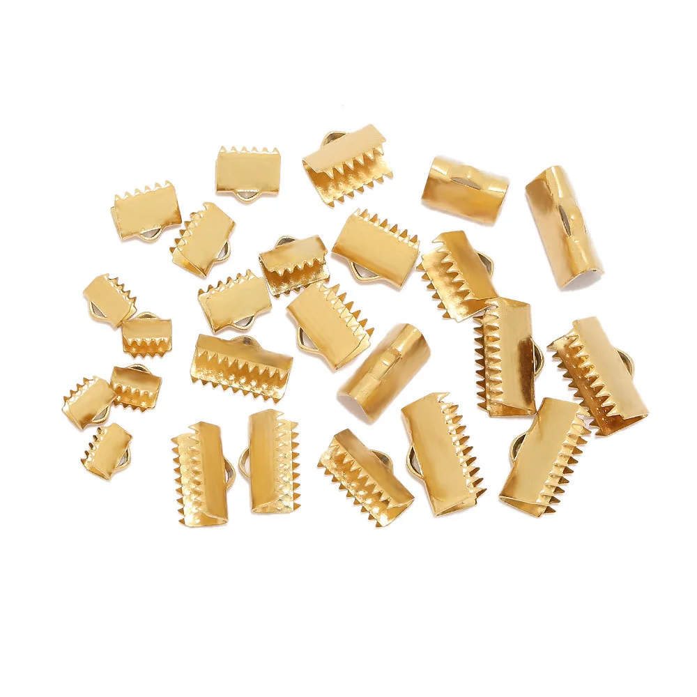 Wholesale 7 Size Stainless Steel Fastener Clasps Fitting Flat Leather Cord End Caps Clip Clasps Jewelry Making
