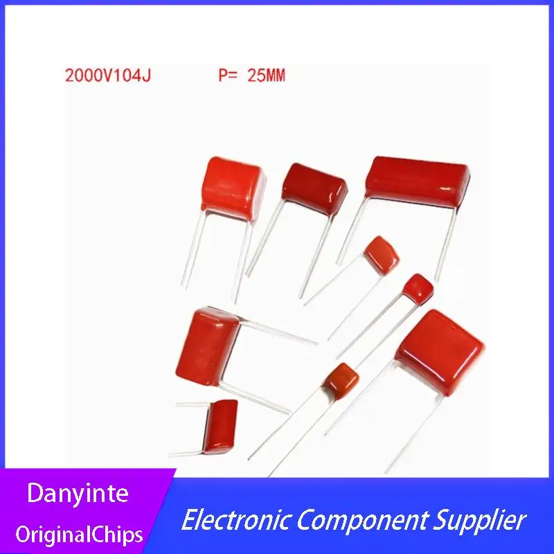 Новинка 10 шт./партия CBB81 2000V104J 100NF 2KV Шаг 25 мм 104J 2000V CBB полипропиленовый пленочный конденсатор