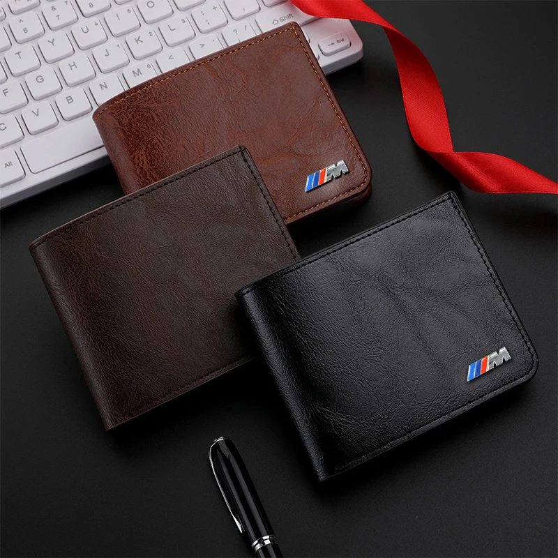 

For BMW M M3 E46 E36 E30 E92 E87 E34 F10 E90 F30 E60 Luxury Car Emblem Metal Logo Leather Wallet Car Credit Card Holder sticker