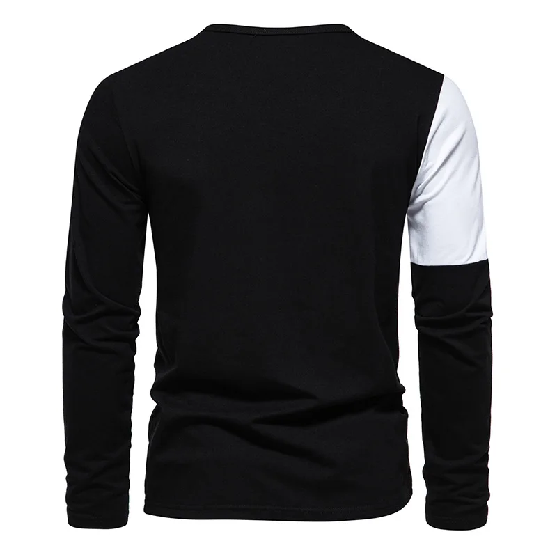 Black Casual Basic V Neck Henley T Shirt Men 2023 Brand Slim Fit Long Sleeve T Shirts Men  Daily Work Wear Tee Shirt Homme XXL