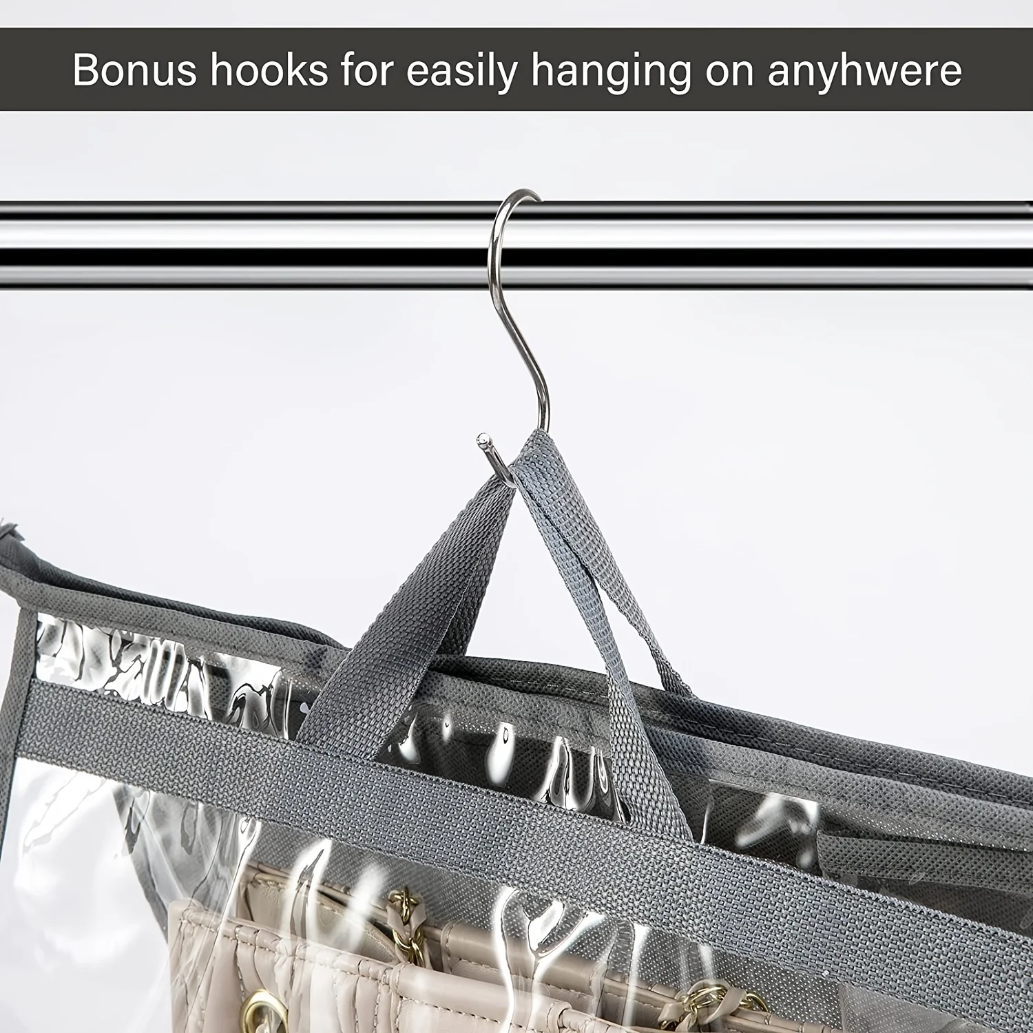 Handbag Dust Bags Clear Purse Storage Organizer For Closet, Zipper Hanging Storage Bag For Handbags