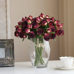 6pcs/Lot American Style Focal Edge Retro Rose Simulation Bouquet Artificial Flowers Living Room Dining Table Decorations