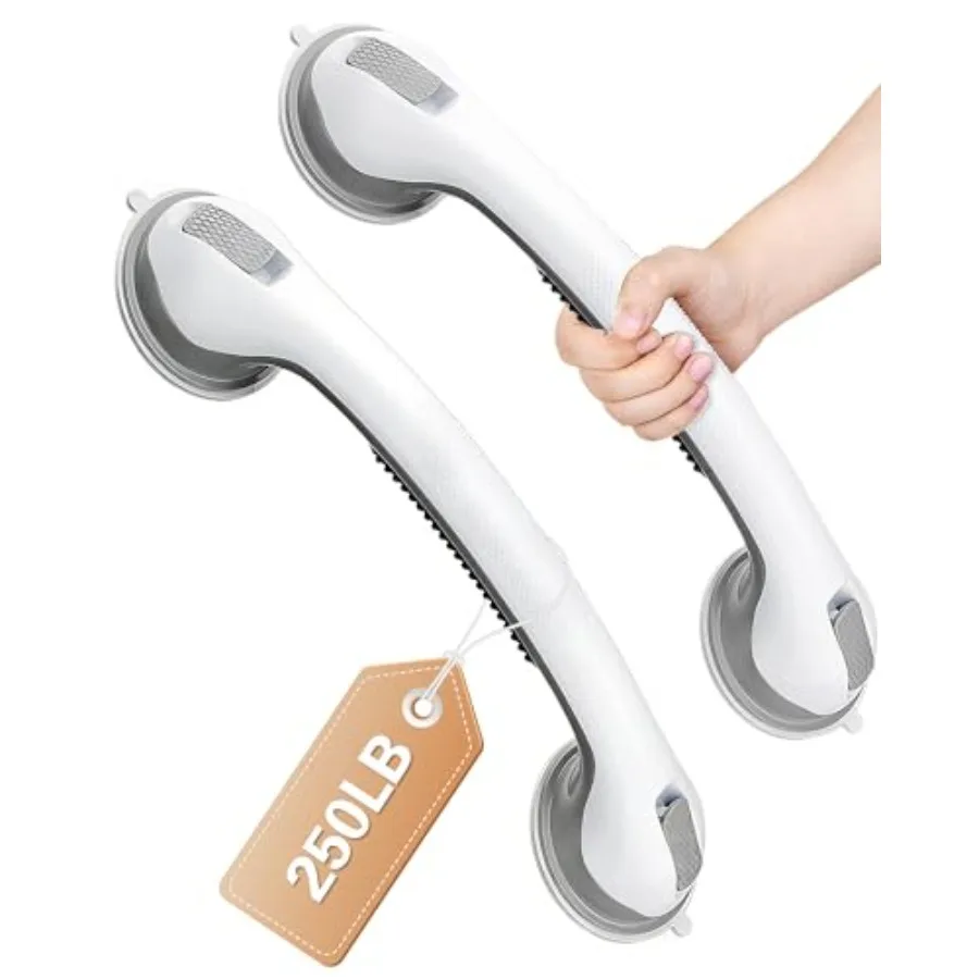 

16-дюймовые усиленные поручни на присосках для душевых кабин и ванн - несущие ручки с противоскользящим покрытием, выдерживающие до 250 фунтов, без сверления, съемные