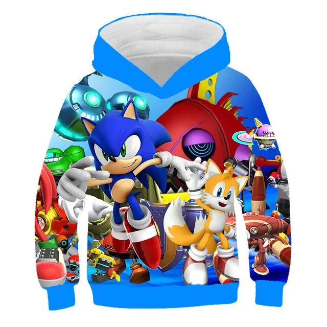 Sweat à capuche Sonic pour enfants de 3 à 14 ans, vêtements pour garçons, Harajuku, vêtements de printemps et d'automne pour filles, manches longues, pour hommes et femmes