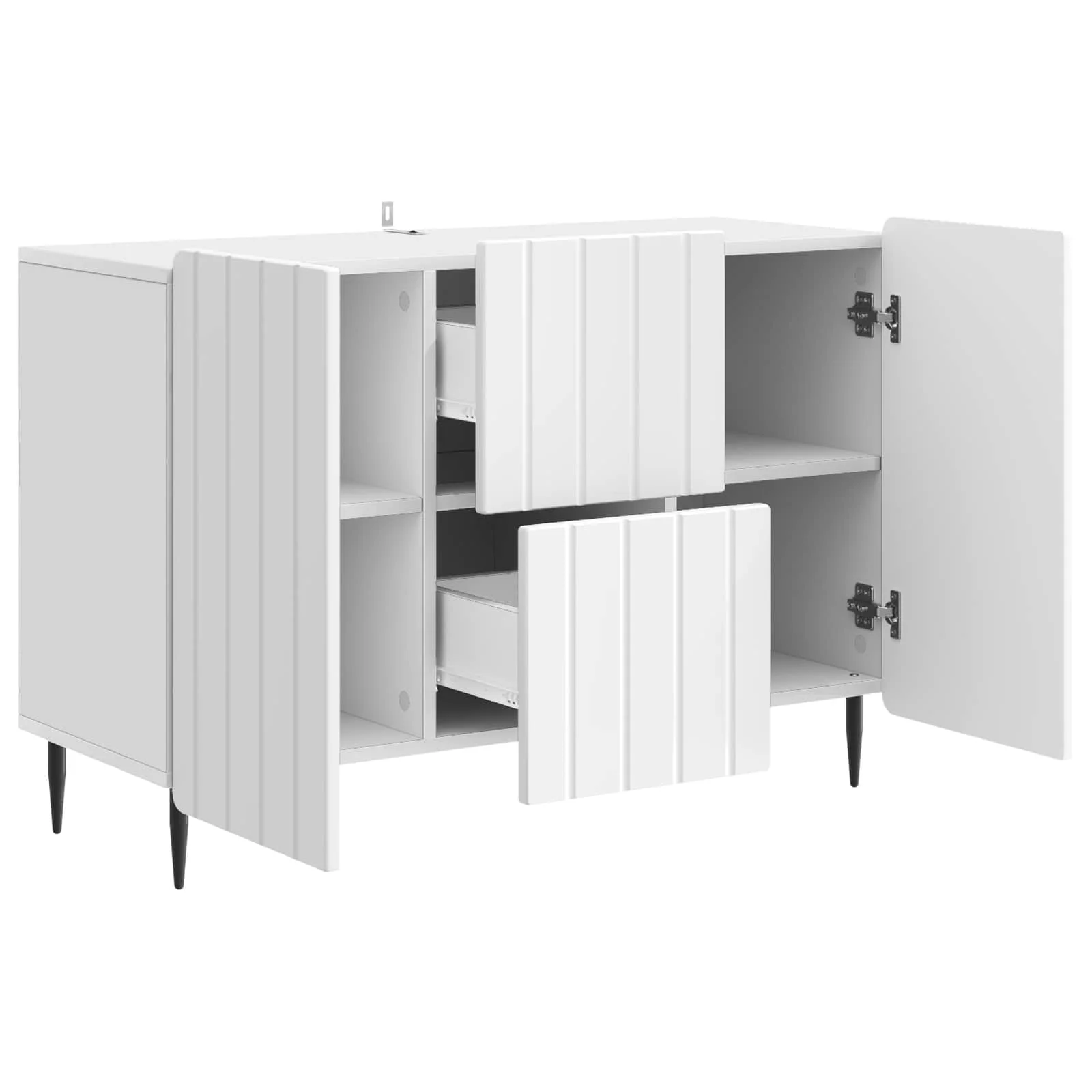 Armoire de rangement 89 x 34,5 x 62 cm. Ce buffet est fabriqué en bois d'ingénierie ultra-résistant, résistant à la déformation, et offre un grand espace de rangement. Alliant élégance et praticité, c'est un choix idéal pour votre salon ou votre salle à manger.