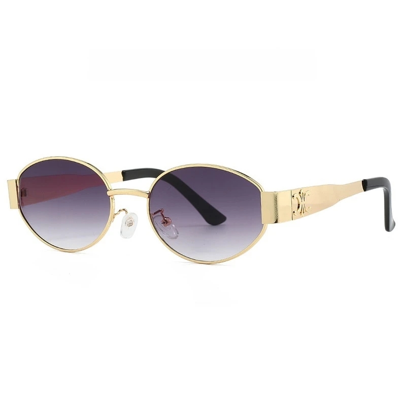 New Oval Frame Fashionable Sunglasses Metal Frame Personalized Sunglasses Ins Trendy Sunglasses For Friend Gifts image 6