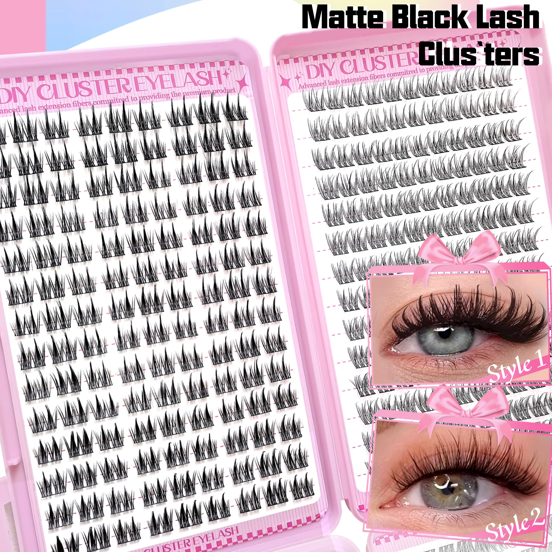 280PCS Fairy Eyelash Cluster Set Ultra-Light Comfortable Durable One Plate Two Styles False Lashes for Creating Dreamy Eye Look