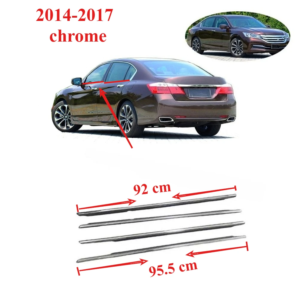 

4 шт. хромированная линия ремня для окна и двери для Honda Accord 2014-2017, защитная пленка для стекла для Accord 72465-T2A-A01