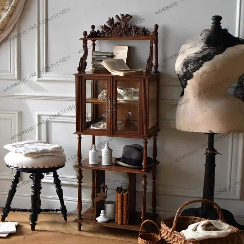 

American solid wood dining side cabinet, living room against the wall storage, antique designer style fashion and high sense