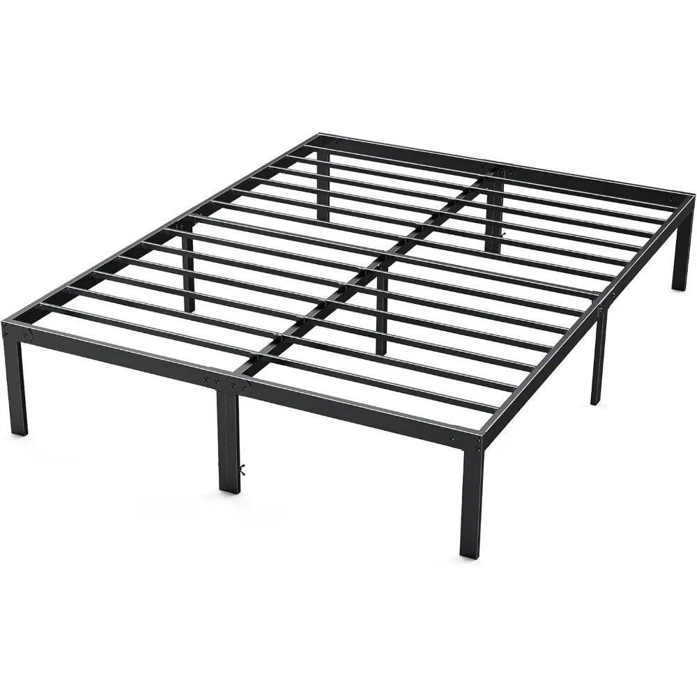 Estrutura de cama - Base de colchão de metal com plataforma queen size, sem necessidade de molas, espaço de armazenamento sob o quadro