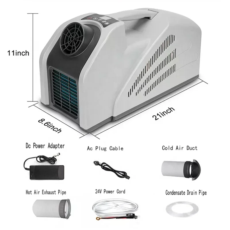 新型ソーラー充電式ミニポータブルエアコン（2350BTU）DC24V/AC220V対応、テント、RV、トラック、アウトドアキャンプ、旅行、車内冷却に