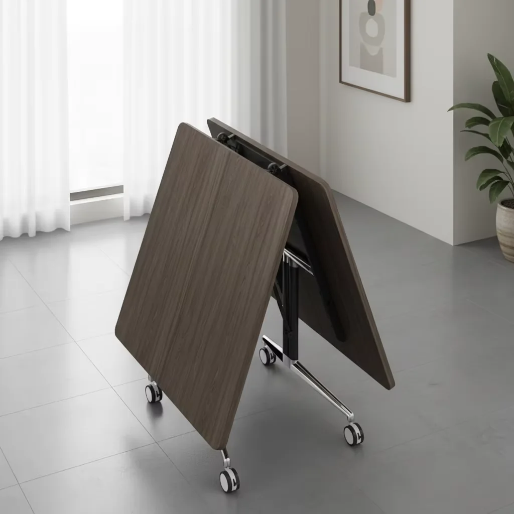 Folding Conference Table Rounded Corners Bamboo Modern Minimalist Multi-functional Splicing Telescopic Office Desk Table