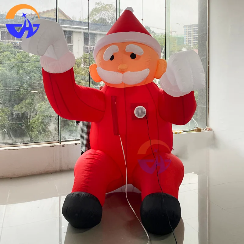

Надувной Санта-Клаус с белой сумкой на спине, реквизит для рождественских украшений для уличных дворов, торговых центров, мероприятий