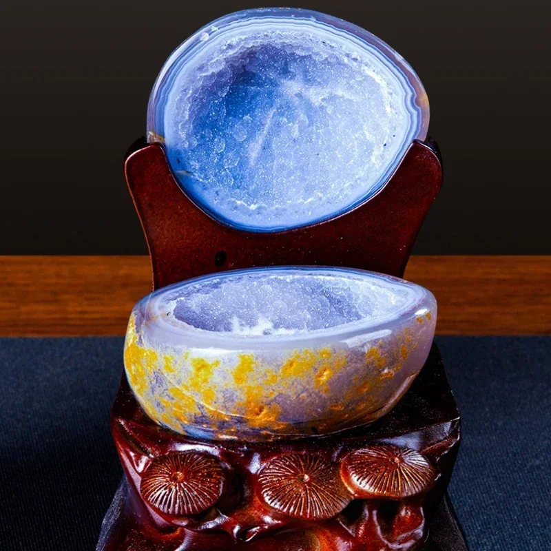 Natural Brazilian agate cave, purple citrine stone cornucopia, raw ornament