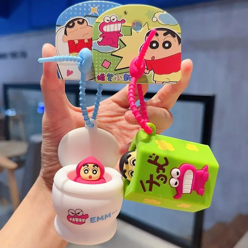 

Kawaii Anime Crayon Shin-Chan Cookie Box Key Chain Cartoon Cute Pvc Decompression Toy Creative Car Key Anti-Lost Birthday Gift